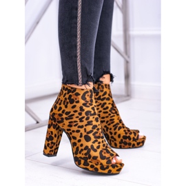 FRID Női csizmák sarkán Nyitott lábujjak Párduc Temira barna 1