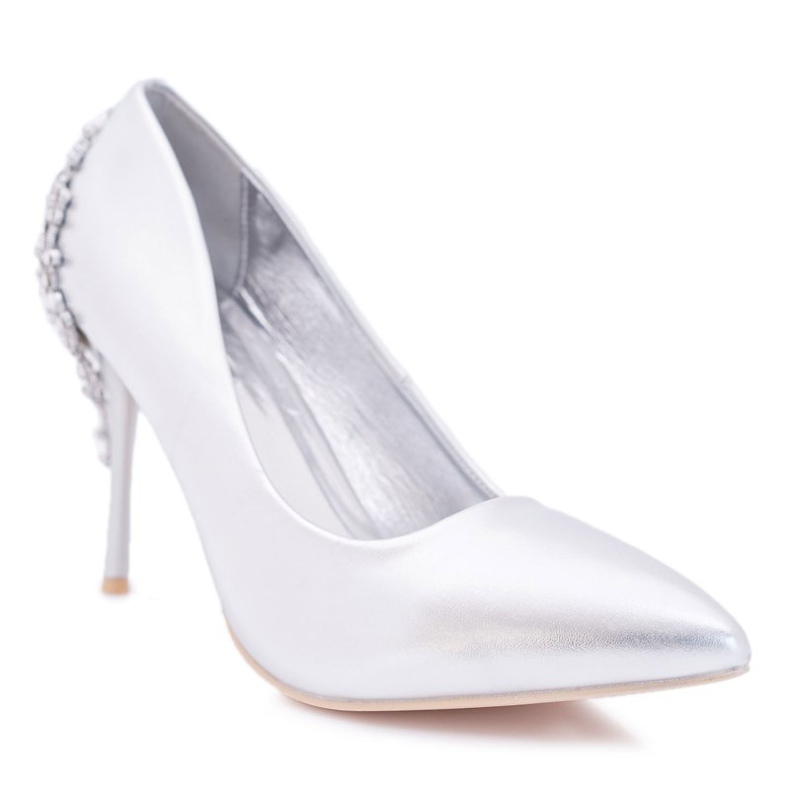 Belluci Női ezüst magassarkú Larento díszítéssel szürke 1