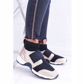 Női sportcipő Lu Boo zoknival Arany csillogó fantom fekete sokszínű sárga 2