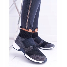 Női sportcipő Lu Boo zoknival Fekete csillogó fantom 1