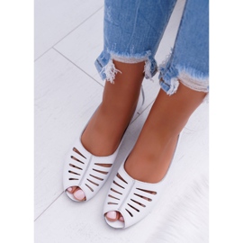 Női balerinák Maciejka bőr nyitott lábujjak 03497-59 fehér 2 Női balerinák Maciejka bőr nyitott lábujjak 03497-59 fehér 2