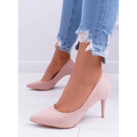 Bellucci Női Stilettos Velúr Rózsaszín Krém Spitz 1