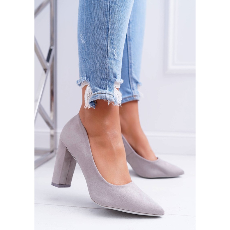 SEA Női szivattyúk a sarkán Velúr szürke eper 1