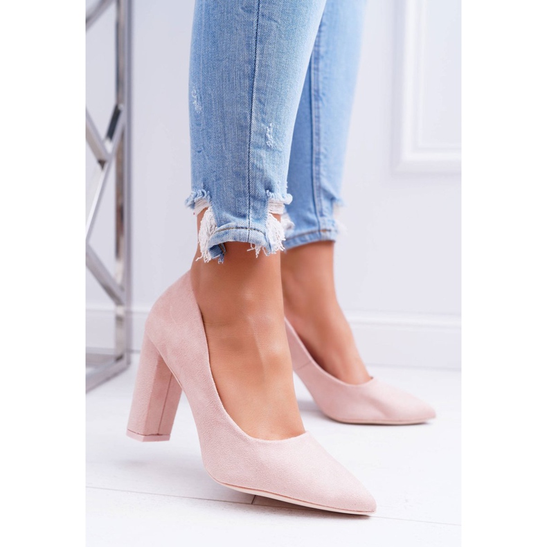 SEA Női szivattyúk a sarkán Velúr rózsaszín eper 1