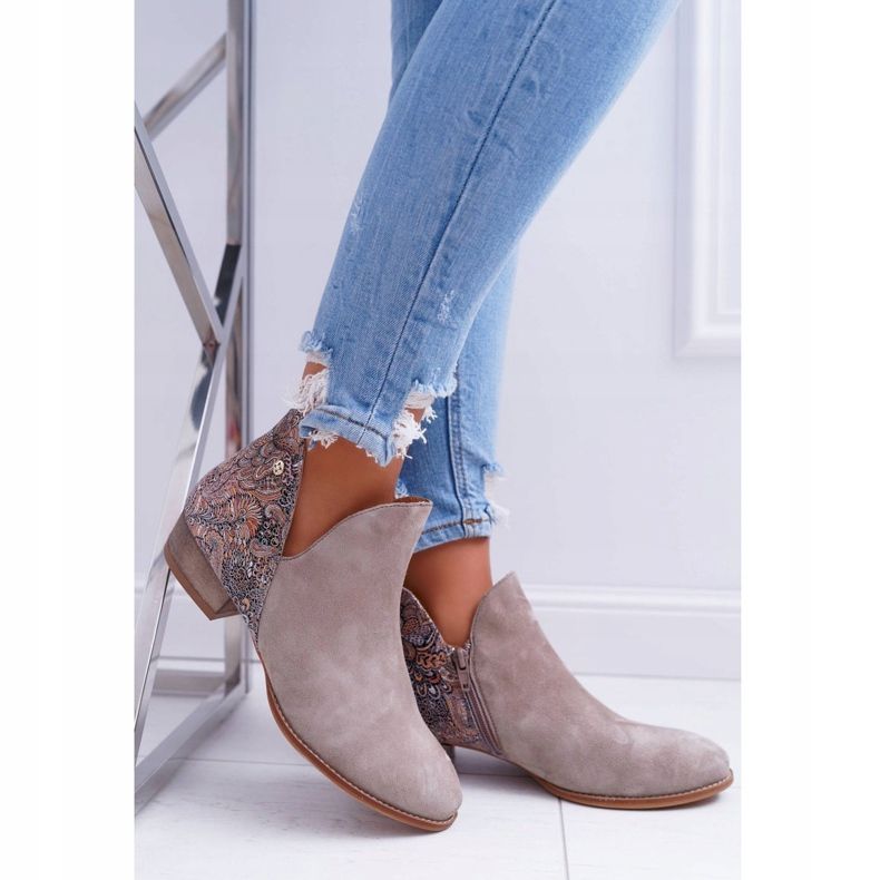 Női lapos csizma Maciejka tavaszi bőr bézs 04091-04 2