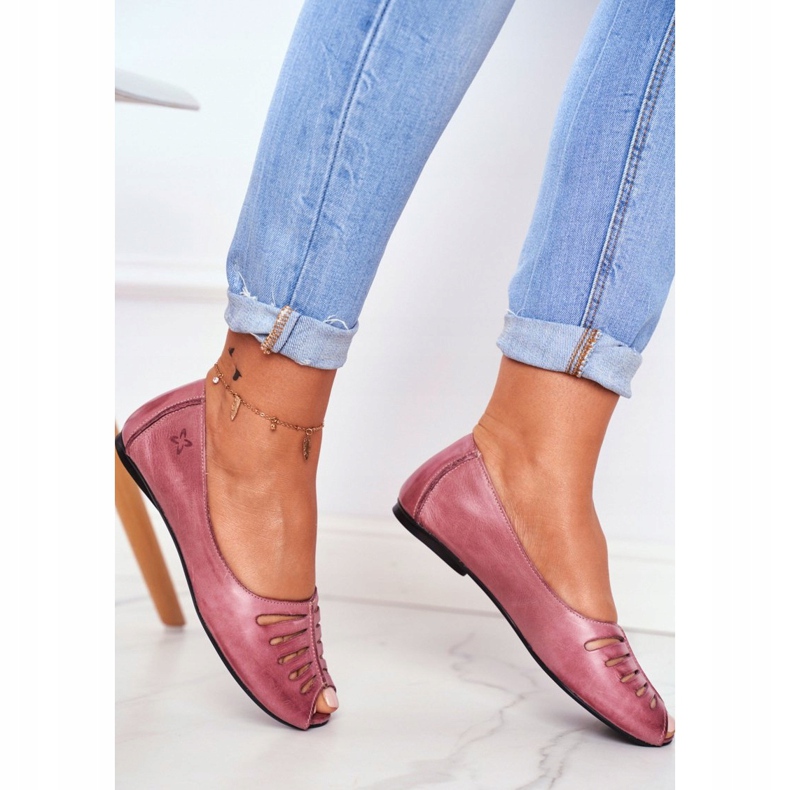 Női balerinák Maciejka bőr rózsaszín 03497-15 2