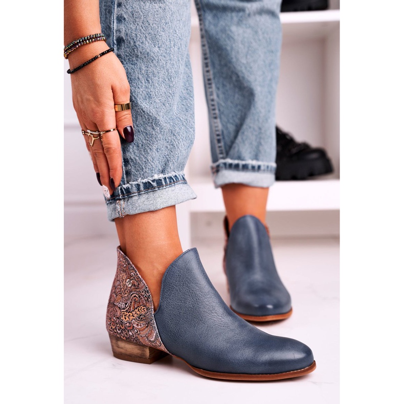 Női lapos csizma Maciejka tavaszi bőr sötétkék 04091-27 2