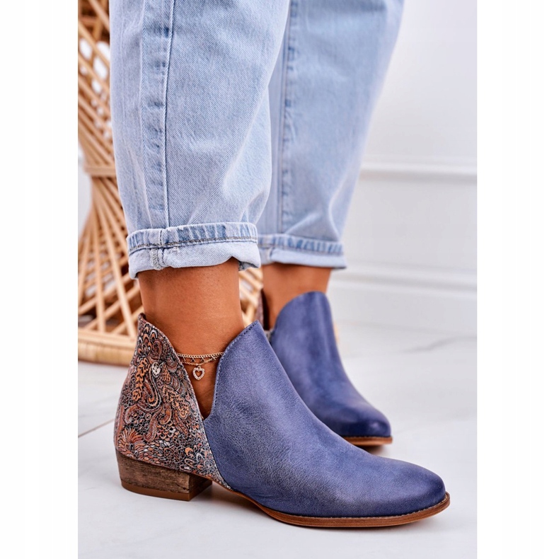 Női lapos csizma Maciejka tavaszi bőr sötétkék 04091-27 1