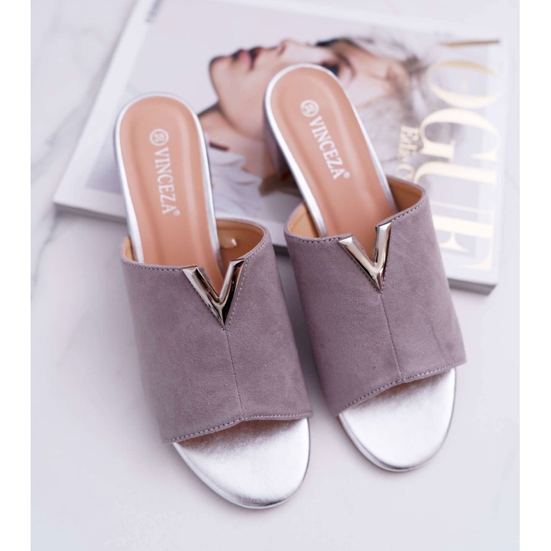 Vinceza Női klasszikus elegáns papucs blokkon Szürke Demea 1