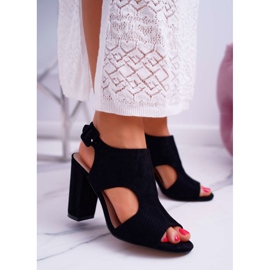 HAN Női szandál sarokon Nyitott velúr fekete Fekete HiBaby 1