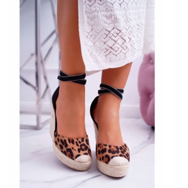 FB2 Női szandál lenvászon leopárd Canterola barna fekete 2