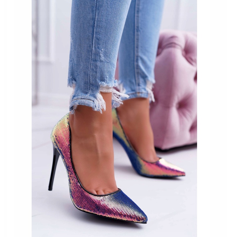 PS1 Női tűsarkú irizáló, CrazyStuff flitterekkel fekete 1