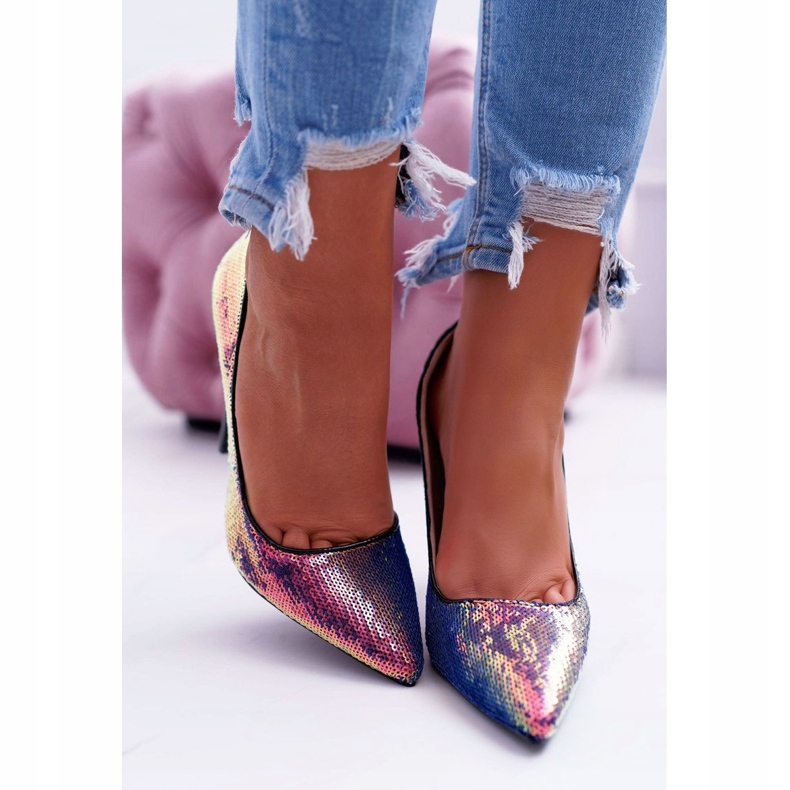 PS1 Női tűsarkú irizáló, CrazyStuff flitterekkel fekete 2