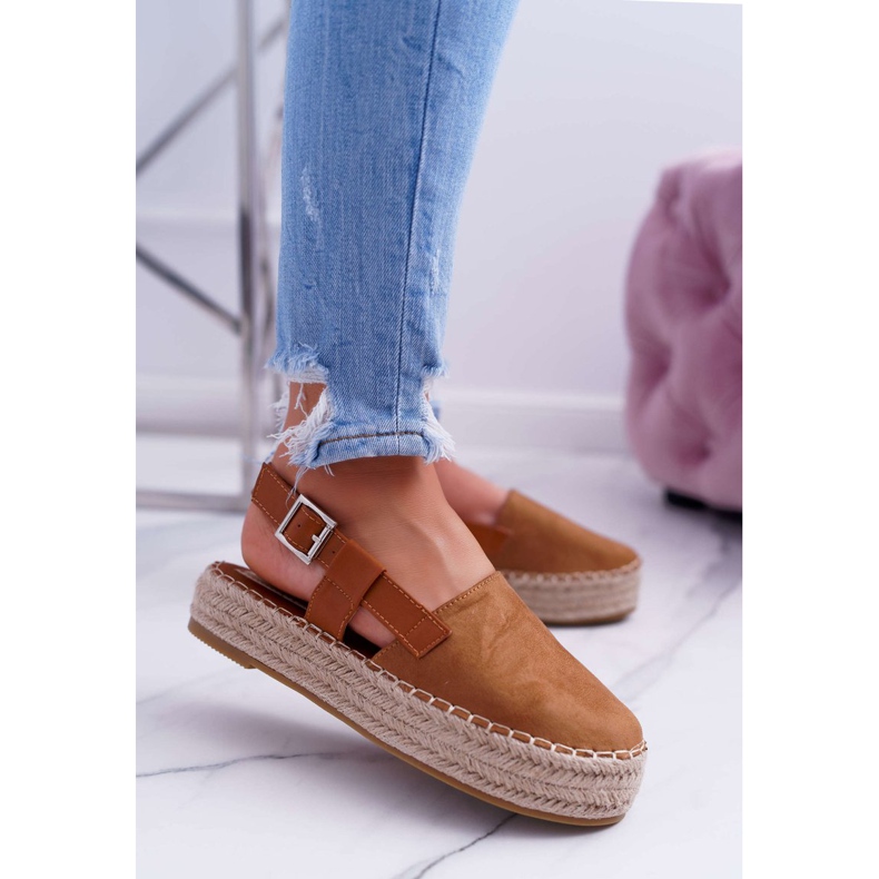 NFR Női velúr espadrilles a Camel Parteno platformon barna 1