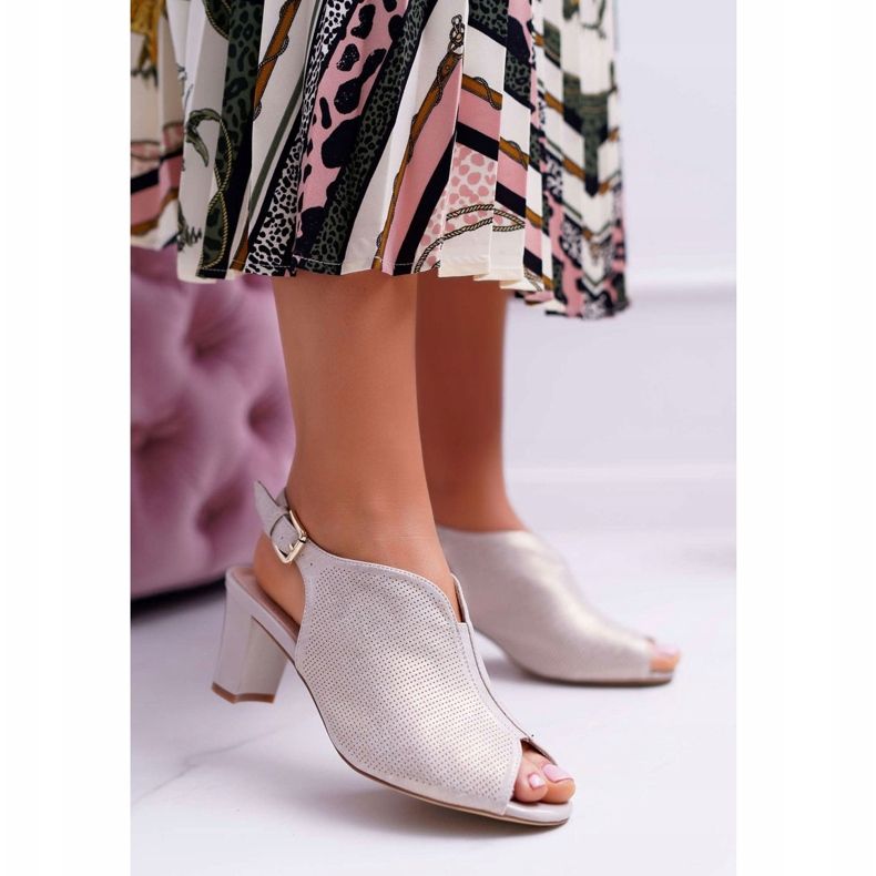 Női szandál a magas sarkú Sergio Leone SK800 bézs Fanfara 1