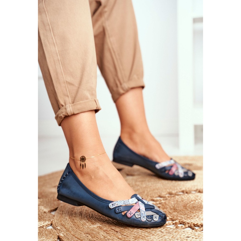 Női balerinák Maciejka bőr sötétkék 01358 2