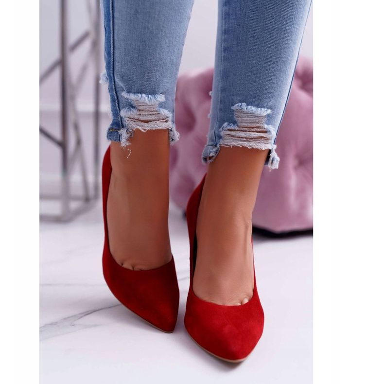 Női Stilettos Laura Messi 1727 Velúr bőr Piros Valentin 2