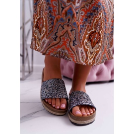 S.Barski Elegáns női papucs Vastag Jersey talp kék 2