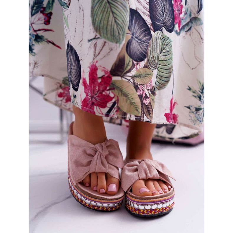 Női papucs vastag talpú íjjal Pink Milady rózsaszín 2