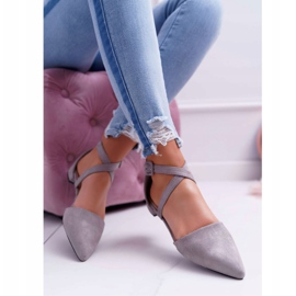 PS1 Női szürke velúr balerinák Spitz Medenában 2