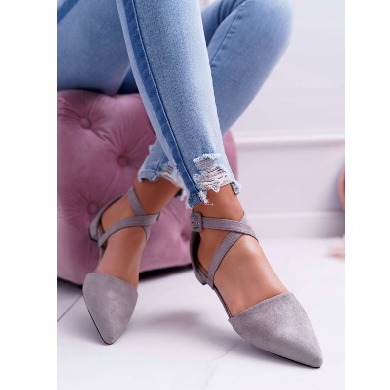 PS1 Női szürke velúr balerinák Spitz Medenában 2