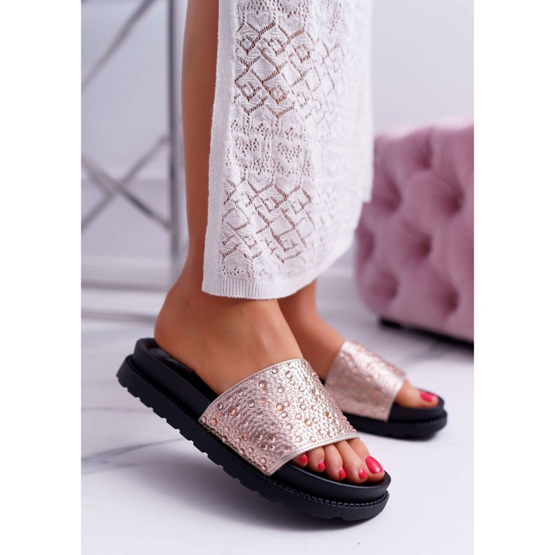 Női papucs köbös cirkónium pezsgővel XTI 48821 rózsaszín 1