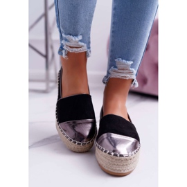 Női espadrilles fekete csengő platform 2
