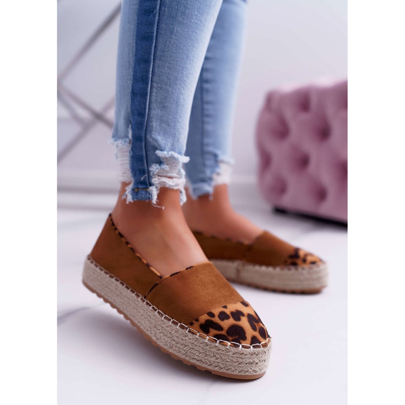 Női espadrilles teveplatform csengő barna 1