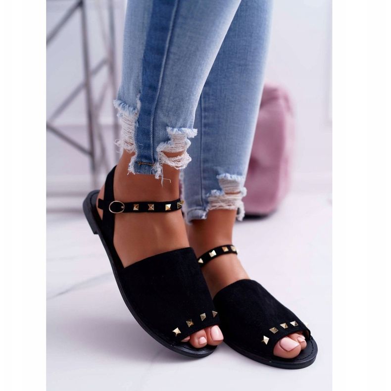 Női szandál Lu Boo Suede Black Silena fekete 2