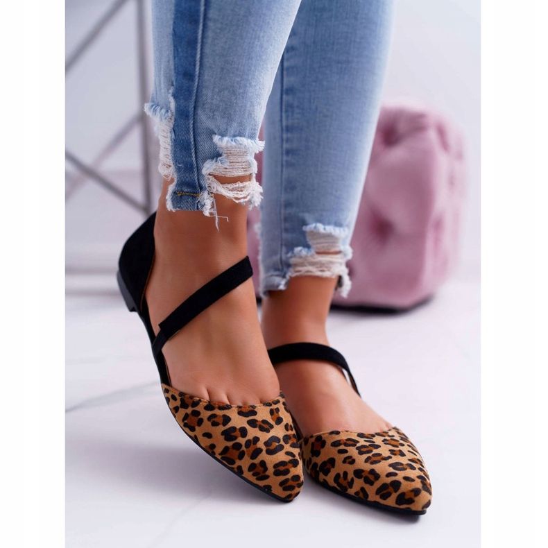 Lu Boo balerina Spitz Suede Leopard Carana -ban barna fekete 2
