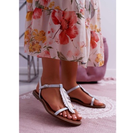 Női szandál Lapos bőr Ezüst Nicole 2383 szürke 1