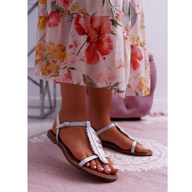 Női szandál Lapos bőr Ezüst Nicole 2383 szürke 1