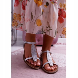 Női szandál Lapos bőr Ezüst Nicole 2383 szürke 2