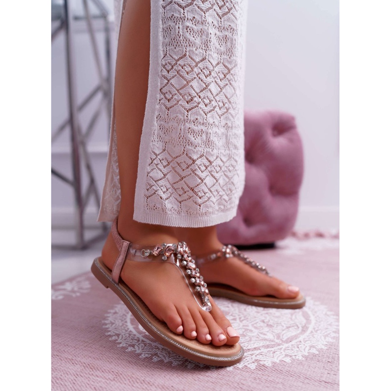 FRERY Női szandál Slip-on Zircons Champagne Satina rózsaszín 1