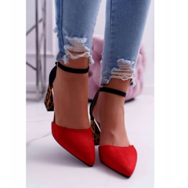 PS1 Női Szivattyú Egy Sarok Leopárd Piros Ferri barna fekete 2