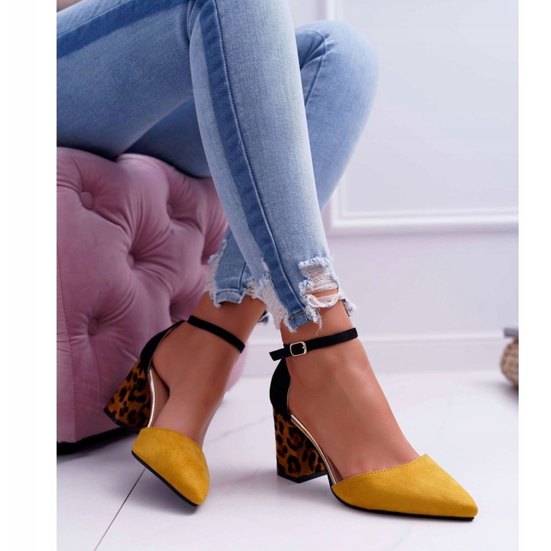 PS1 Női Szivattyú Egy Sarok Leopárd Sárga Ferri barna fekete sokszínű 1