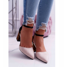 PS1 Női szivattyú sarkú leopárd bézs Ferri fekete sokszínű 2