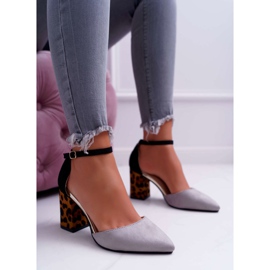 PS1 Női Szivattyú Egy Sarok Leopárd Szürke Ferri barna fekete 2