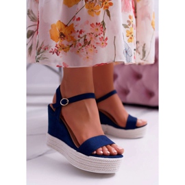 BUGO Női szandál egy ékvászon Navy Blue Liviana sötétkék 1