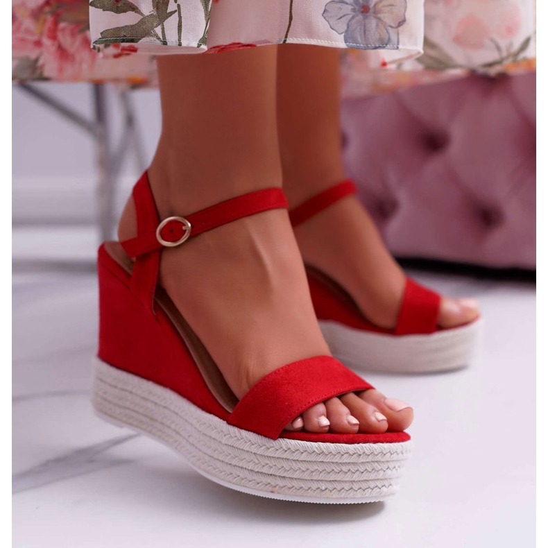 BUGO Női szandál ékneművászon piros Liviana 1