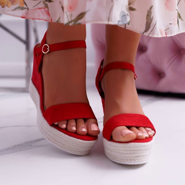 BUGO Női szandál ékneművászon piros Liviana 2