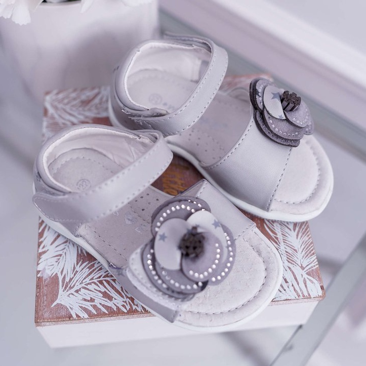 EVE Gyermek szandál tépőzárral Lányoknak Szürke Flamenco 1