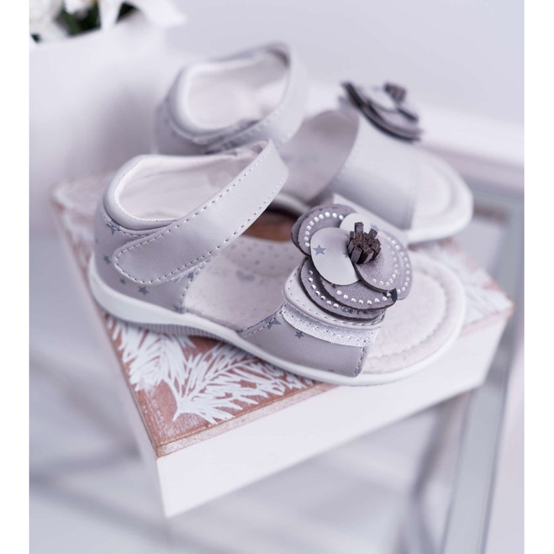 EVE Gyermek szandál tépőzárral Lányoknak Szürke Flamenco 2