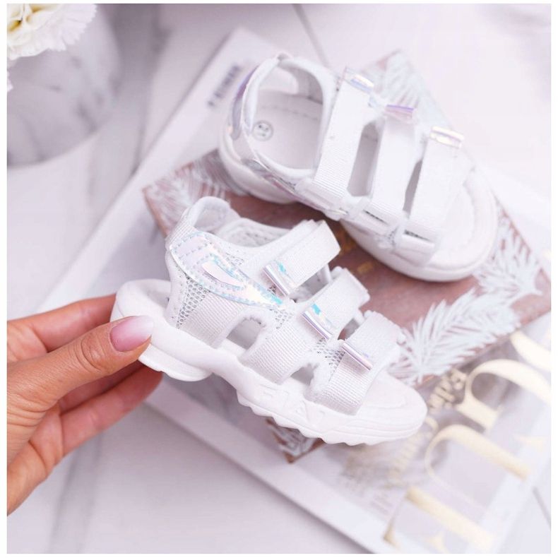 FRROCK Gyermek szandál tépőzárral Lányoknak Fehér Kimmi 2