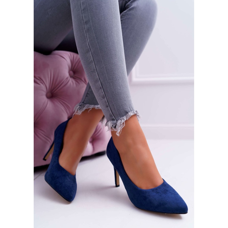 EVE Női Stilettos Suede In Spitz Navy Blue Kiss Me sötétkék 1