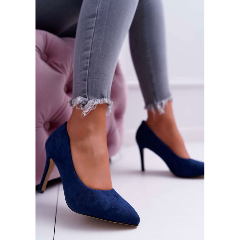 EVE Női Stilettos Suede In Spitz Navy Blue Kiss Me sötétkék 2