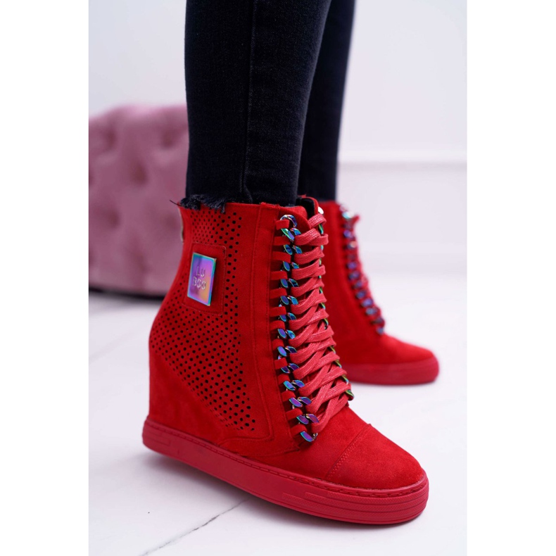 Női Cipők Lu Boo Áttört Suede Red Clamma piros 1