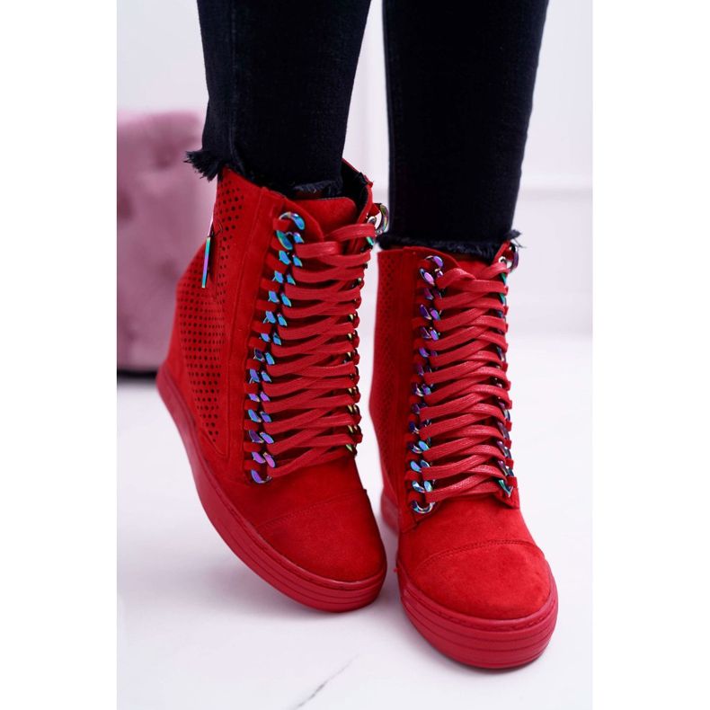 Női Cipők Lu Boo Áttört Suede Red Clamma piros 2