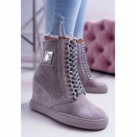 Női tornacipő Lu Boo Áttört Suede Grey Clamma szürke 1