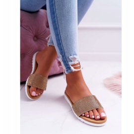 Lu Boo női arany flitteres papucsok aranysárga 1